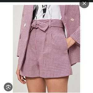 Maje Belted Fuchsian Houndstooth Shorts